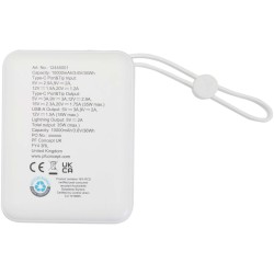 Batterie externe Acrux de 10 000 mAh et 35 W pour tablette avec câble Type-C intégré - fabriquée en plastique recycléCouleur:Bla