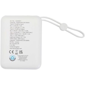 Batterie externe Acrux de 10 000 mAh et 35 W pour tablette avec câble Type-C intégré - fabriquée en plastique recycléCouleur:Bla