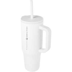 Gobelet isotherme Brady 900 ml certifié RCS avec paille en siliconeCouleur:Blanc