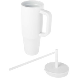 Gobelet isotherme Brady 900 ml certifié RCS avec paille en siliconeCouleur:Blanc