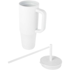 Gobelet isotherme Brady 900 ml certifié RCS avec paille en siliconeCouleur:Blanc