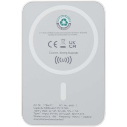 Batterie de secours Acrab magnétique sans fil de 5 000 mAh et 15 W avec PD de 20 W - fabriquée en plastique recycléCouleur:Blanc