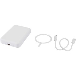 Batterie de secours Acrab magnétique sans fil de 5 000 mAh et 15 W avec PD de 20 W - fabriquée en plastique recycléCouleur:Blanc