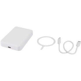 Batterie de secours Acrab magnétique sans fil de 5 000 mAh et 15 W avec PD de 20 W - fabriquée en plastique recycléCouleur:Blanc