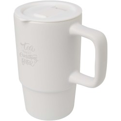Mug Carter en céramique de 450 ml avec couvercle en plastiqueCouleur:Blanc