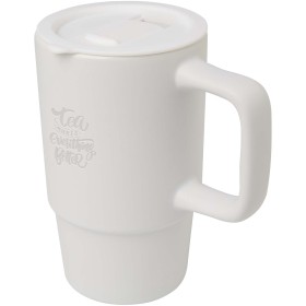 Mug Carter en céramique de 450 ml avec couvercle en plastiqueCouleur:Blanc