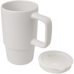 Mug Carter en céramique de 450 ml avec couvercle en plastiqueCouleur:Blanc