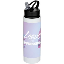 Bouteille d’eau Fitz de 800 ml en acier inoxydable recyclé certifié RCS à simple paroiCouleur:Blanc