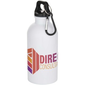 Bouteille d’eau Oregon de 400 ml en acier inoxydable recyclé à simple paroi certifié RCS avec mousqueton (impression par sublima