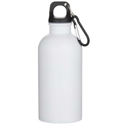 Bouteille d’eau Oregon de 400 ml en acier inoxydable recyclé à simple paroi certifié RCS avec mousqueton (impression par sublima
