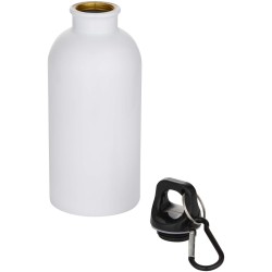 Bouteille d’eau Oregon de 400 ml en acier inoxydable recyclé à simple paroi certifié RCS avec mousqueton (impression par sublima