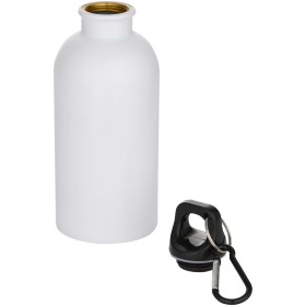 Bouteille d’eau Oregon de 400 ml en acier inoxydable recyclé à simple paroi certifié RCS avec mousqueton (impression par sublima