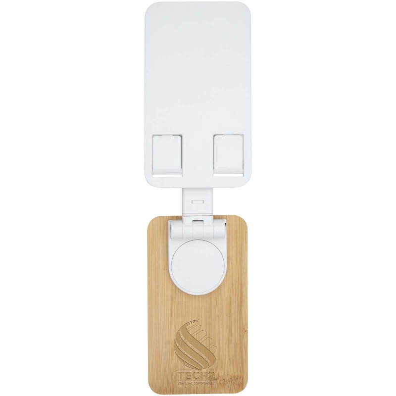 Support de téléphone de bureau Alfirk pliable en plastique recyclé avec détails en bambouCouleur:Blanc