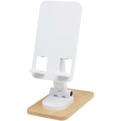 Support de téléphone de bureau Alfirk pliable en plastique recyclé avec détails en bambouCouleur:Blanc