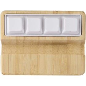 Support de téléphone Algol avec jouet fidget en plastique recyclé et détails en bambouCouleur:Bois