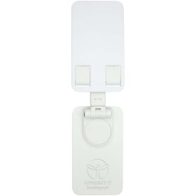 Support de téléphone Alhena pliable en plastique recyclé avec support de bureau en métalCouleur:Blanc