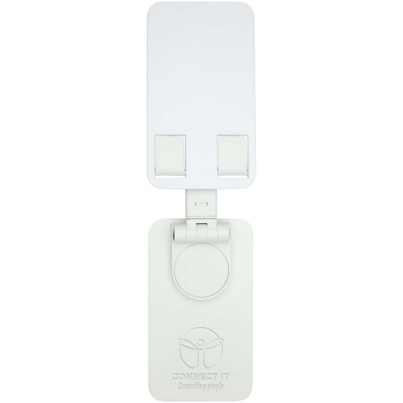 Support de téléphone Alhena pliable en plastique recyclé avec support de bureau en métalCouleur:Blanc