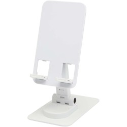 Support de téléphone Alhena pliable en plastique recyclé avec support de bureau en métalCouleur:Blanc