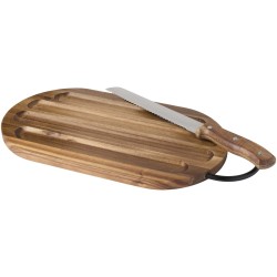 Planche à découper Prestige en acacia avec couteau à painCouleur:Bois