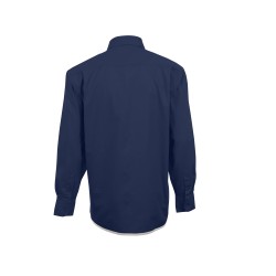 Chemise manches longues 100% cotonCouleur:NAVY/BEIGE