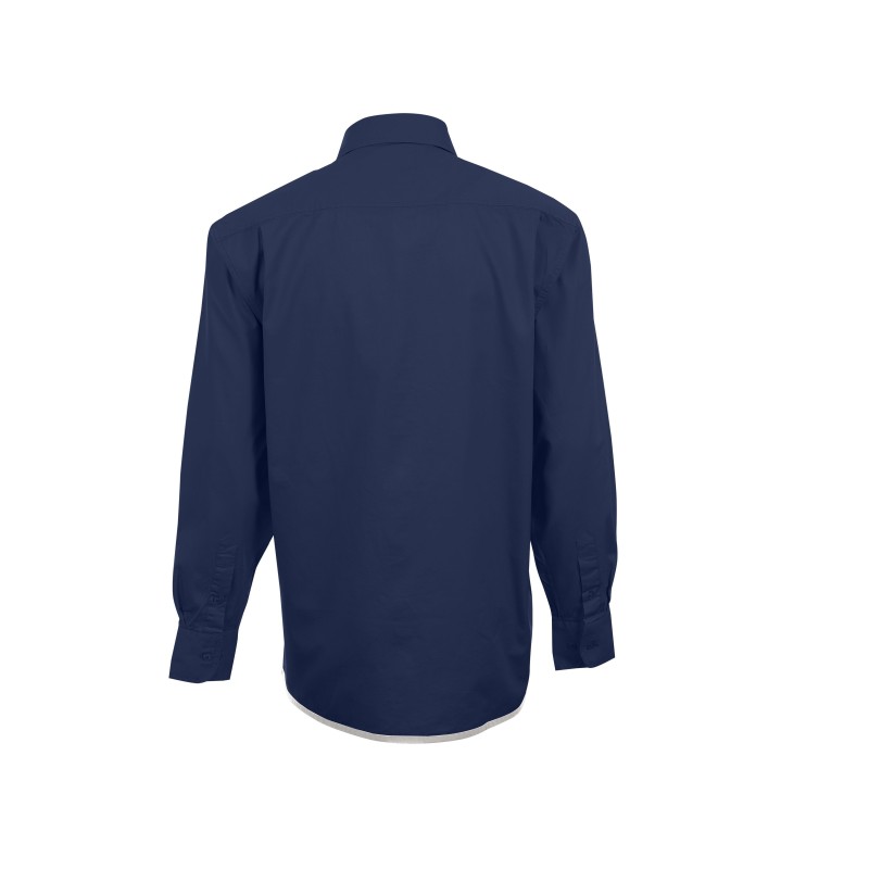 Chemise manches longues 100% cotonCouleur:NAVY/BEIGE