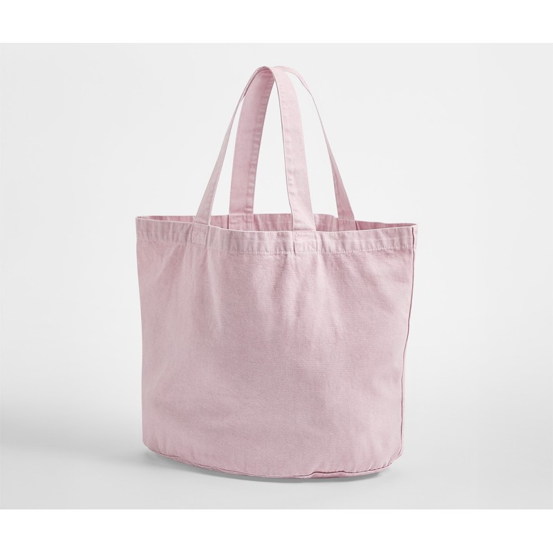Sac shopping ovale en coton recyclé délavéCouleur:VINTAGE DUSKY PINK