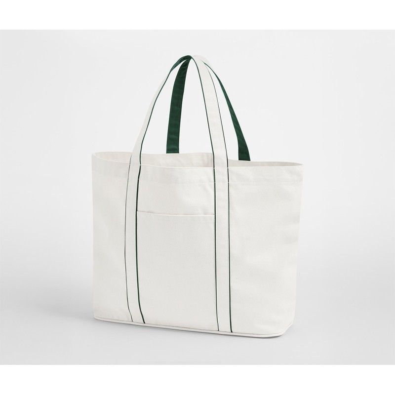 Grand sac shopping fermeture magnétiqueCouleur:SOFT WHITE/BOTTLE GREEN