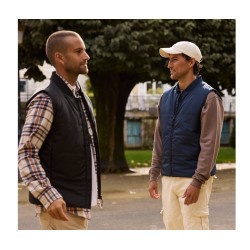 Bodywarmer unisexe avec bord côte au colCouleur:NAVY