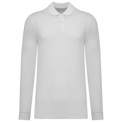 Polo piqué manches longues Bio180 hommeCouleur:White
