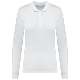 Polo piqué manches longues Bio180 femmeCouleur:White