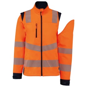 Veste softshell de sécurité recyclée avec manches détachables unisexeCouleur:Hi Viz Orange / Navy
