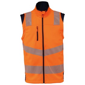 Veste softshell de sécurité recyclée avec manches détachables unisexeCouleur:Hi Viz Orange / Navy