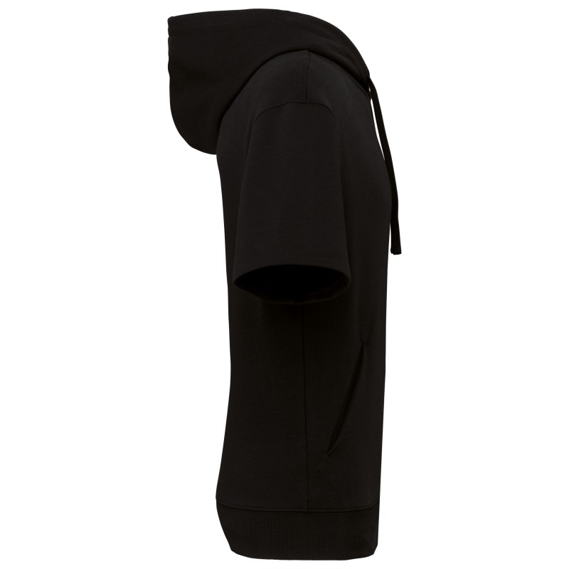 Sweat-shirt écoresponsable à capuche à épaules tombantes manches courtes French Terry unisexeCouleur:Black