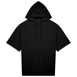 Sweat-shirt écoresponsable à capuche à épaules tombantes manches courtes French Terry unisexeCouleur:Black