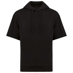 Sweat-shirt écoresponsable à capuche à épaules tombantes manches courtes French Terry unisexeCouleur:Black