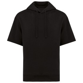 Sweat-shirt écoresponsable à capuche à épaules tombantes manches courtes French Terry unisexeCouleur:Black