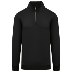 Sweat-shirt écoresponsable à col montant zippé hommeCouleur:Black