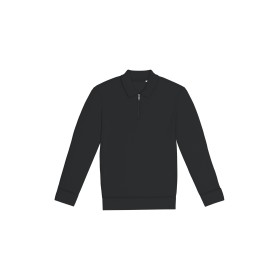 Sweat-shirt écoresponsable quart zip col polo à épaules tombantes unisexeCouleur:Black