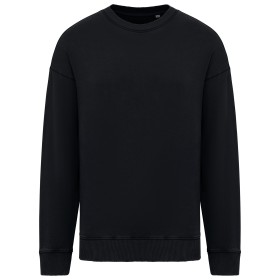Sweat-shirt écoresponsable à col rond délavé oversize unisexeCouleur:Washed black