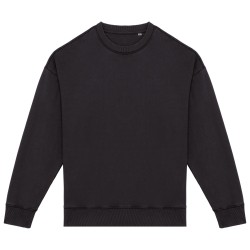 Sweat-shirt écoresponsable à col rond délavé oversize unisexeCouleur:Washed black