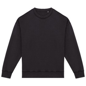 Sweat-shirt écoresponsable à col rond délavé oversize unisexeCouleur:Washed black