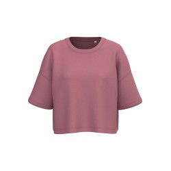 Sweat-shirt crop à manches courtes col rond femmeCouleur:Antique Rose
