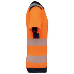 T-shirt de sécurité recyclé manches courtes unisexeCouleur:Hi Viz Orange / Navy