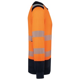Sweat-shirt de sécurité recyclé col rond unisexeCouleur:Hi Viz Orange / Navy