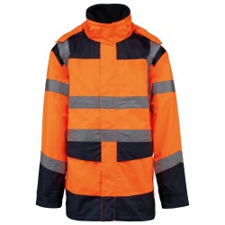 Parka de sécurité recyclée 4 en 1 unisexeCouleur:Hi Viz Orange / Navy