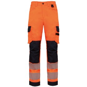 Pantalon de sécurité recyclé multipoches unisexeCouleur:Hi Viz Orange / Navy