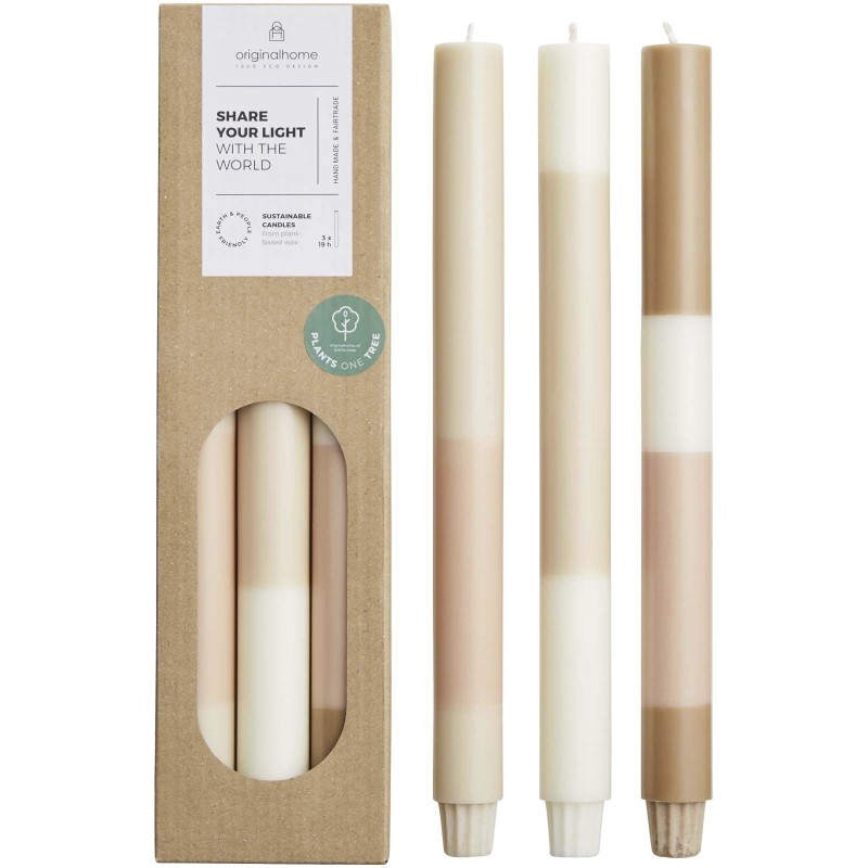 Bougies d’aspect craie Originalhome par lot de 4Couleur:Blanc cassé