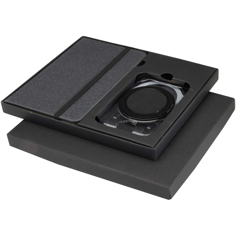 Coffret cadeau Kern avec carnet à couverture rigide A6 et portefeuille MagSafeCouleur:Gris