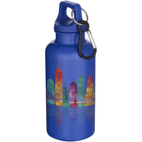 Bouteille d’eau Oregon de 400 ml en plastique recyclé uni certifié RCS avec mousquetonCouleur:Bleu foncé