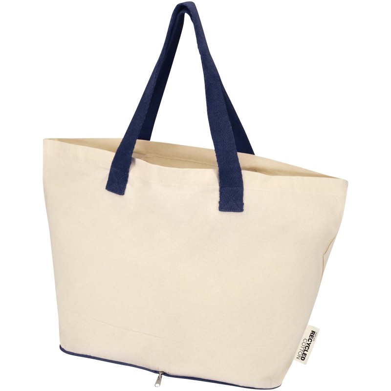 Sac shopping Sierra pliable en coton recyclé GRS 140 g/m2 7 LCouleur:Naturel Marine